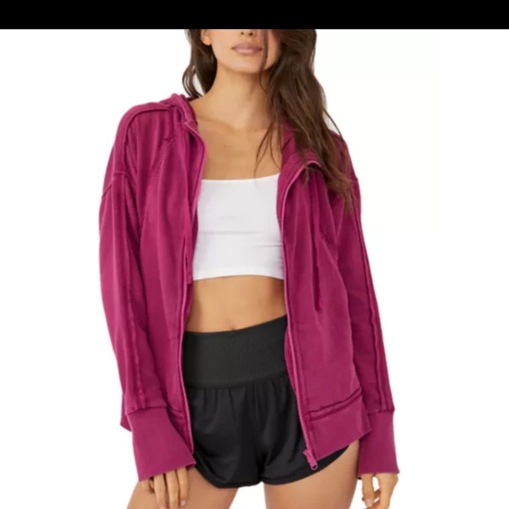 Free People Movement Only One Zip Up Hoodie Magenta Hoodie Athleisure Size XS
